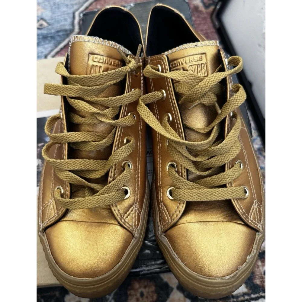 Converse All Star Gold Metallic Ox Lo Top Sneaker 653107C Big Kids 5.5 M4.5 W6
